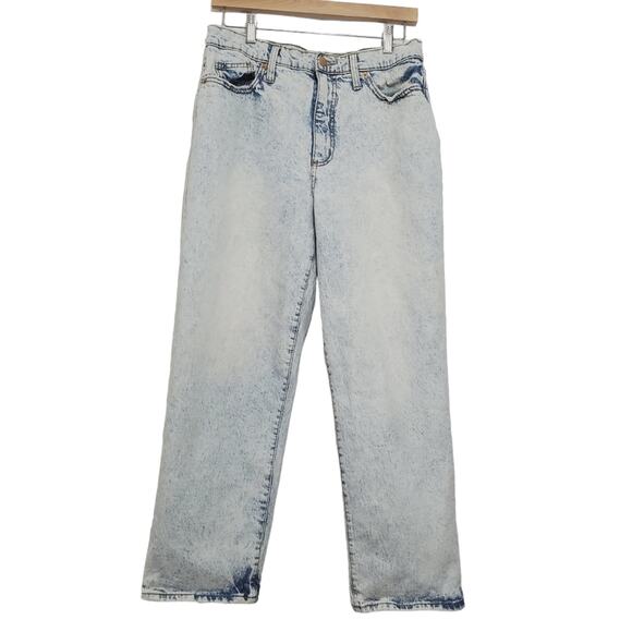 Universal Thread | High Rise Relaxed Leg Acid Wash Trashed Crop Jeans - Picture 1 of 12